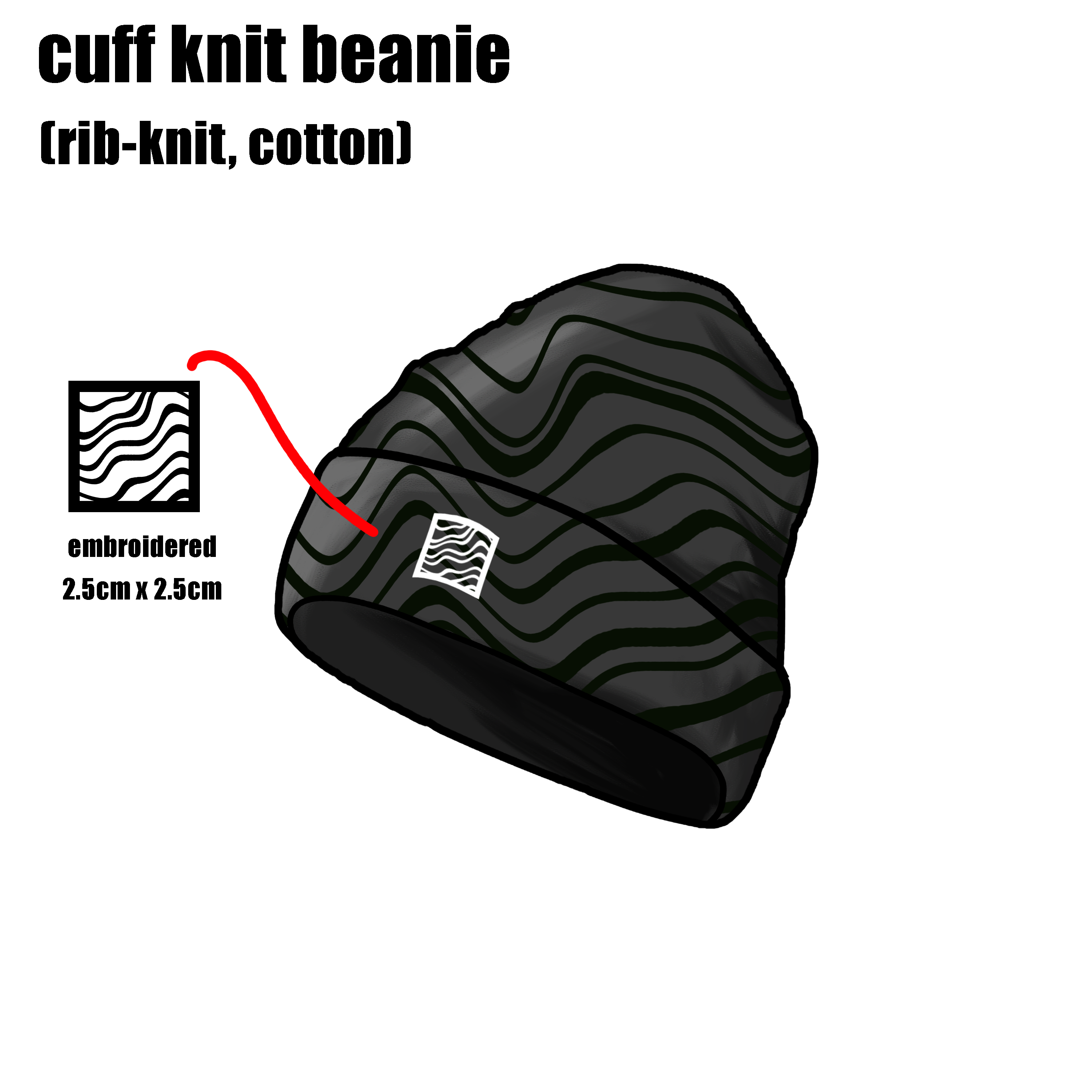 Waves Embroidered Beanie